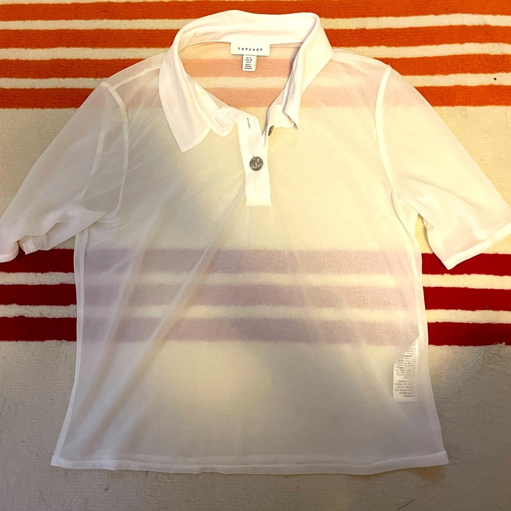 NWOT Topshop Mesh Polo - Size 8